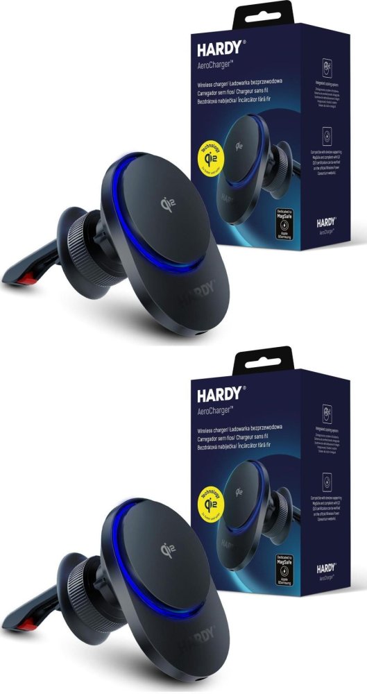 2x Uchwyt na telefon do samochodu 3mk Hardy AeroCharger, MPP Qi2, magnetyczny, z ładowarką indukcyjną MagSafe 15W, czarny