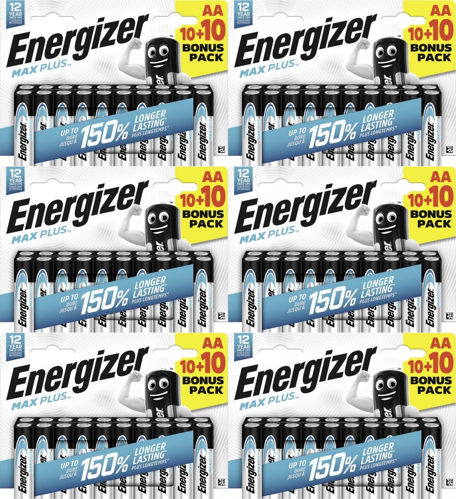 6x Bateria alkaliczna Energizer Max Plus, AA, LR6, 1.5V, 20 sztuk