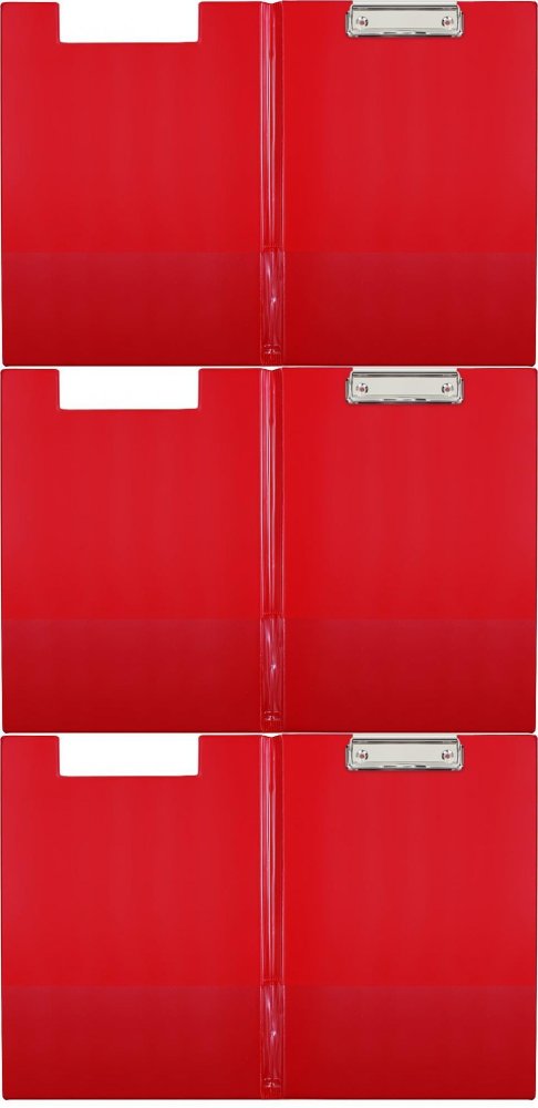 3x Clipboard Biurfol, z okładką, A4, czerwony