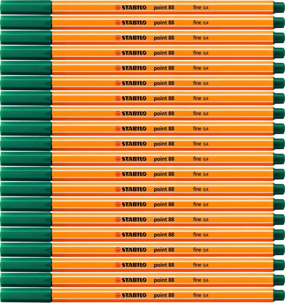 20x Cienkopis Stabilo Point 88/53, 0.4mm, ciemny zielony