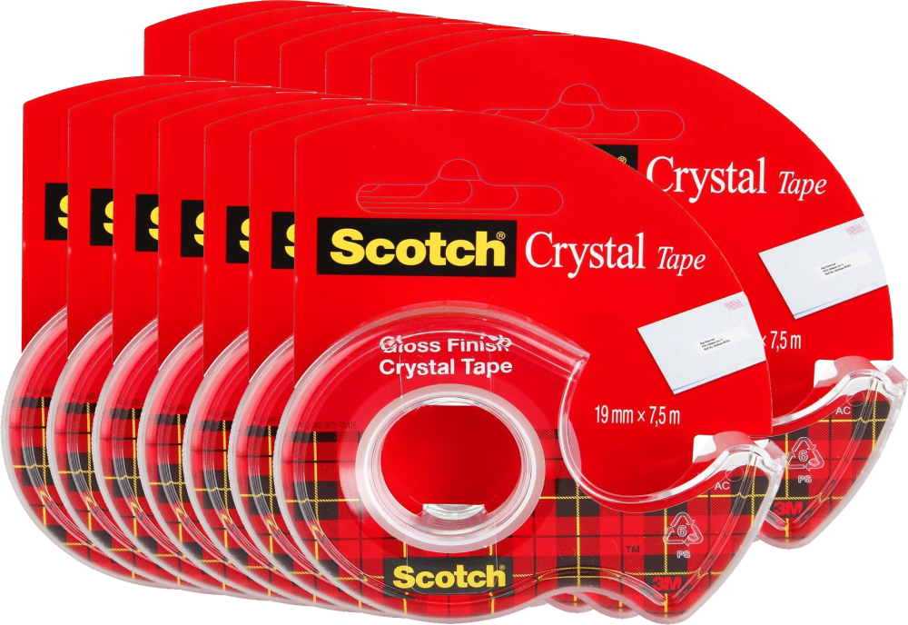 12x Taśma klejąca Scotch Crystal Clear, z podajnikiem, 19mmx7.5m, przezroczysty