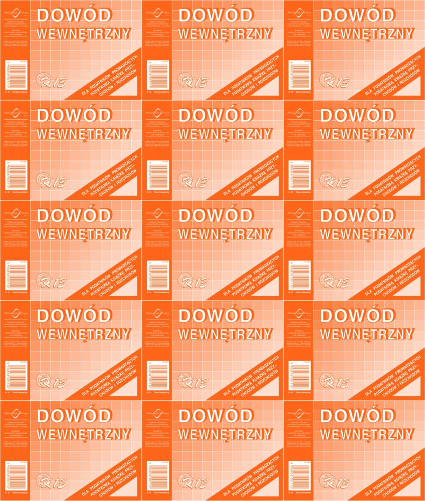 15x Druk akcydensowy Dowód wewnętrzny (dla podatników prowadzących księgę przychodów i rozchodów) MiP K-13, A6, offsetowy, 50k