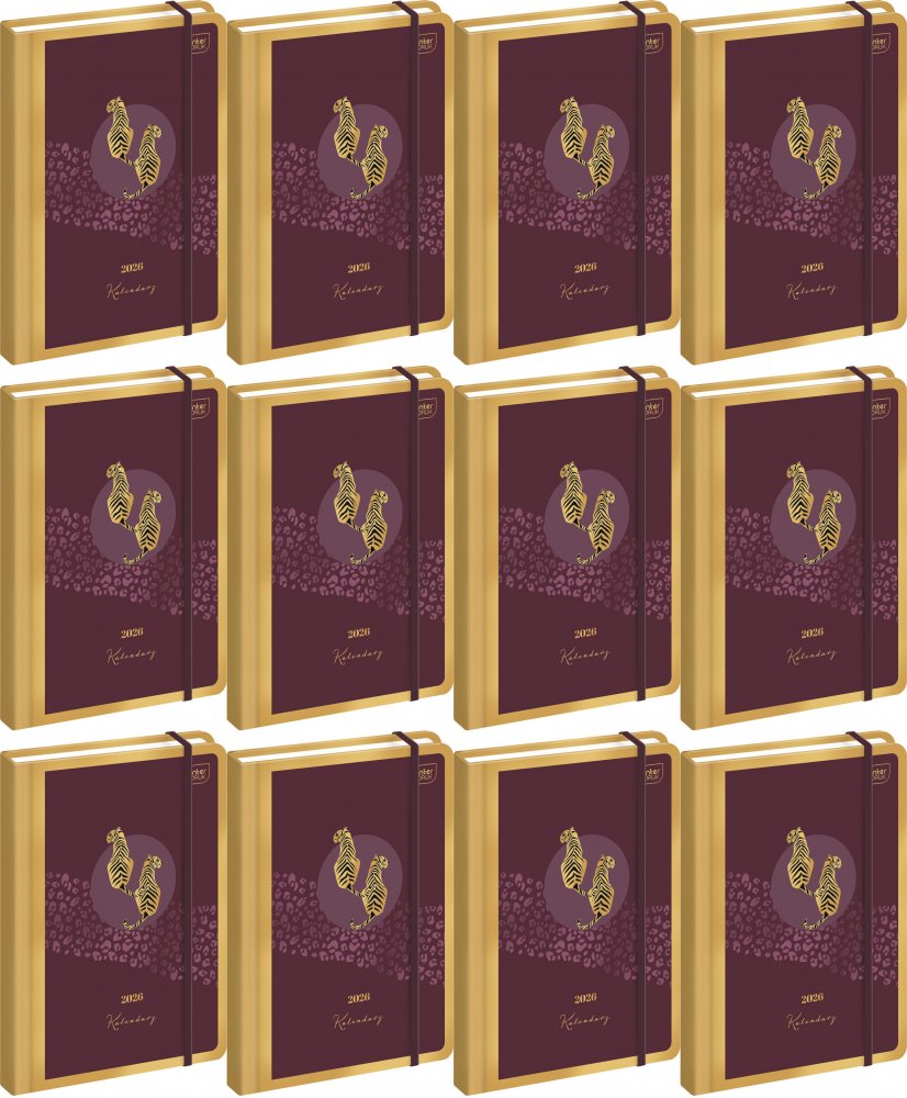 12x Kalendarz książkowy 2026, Interdruk, Metallic Satin, B6, tygodniowy