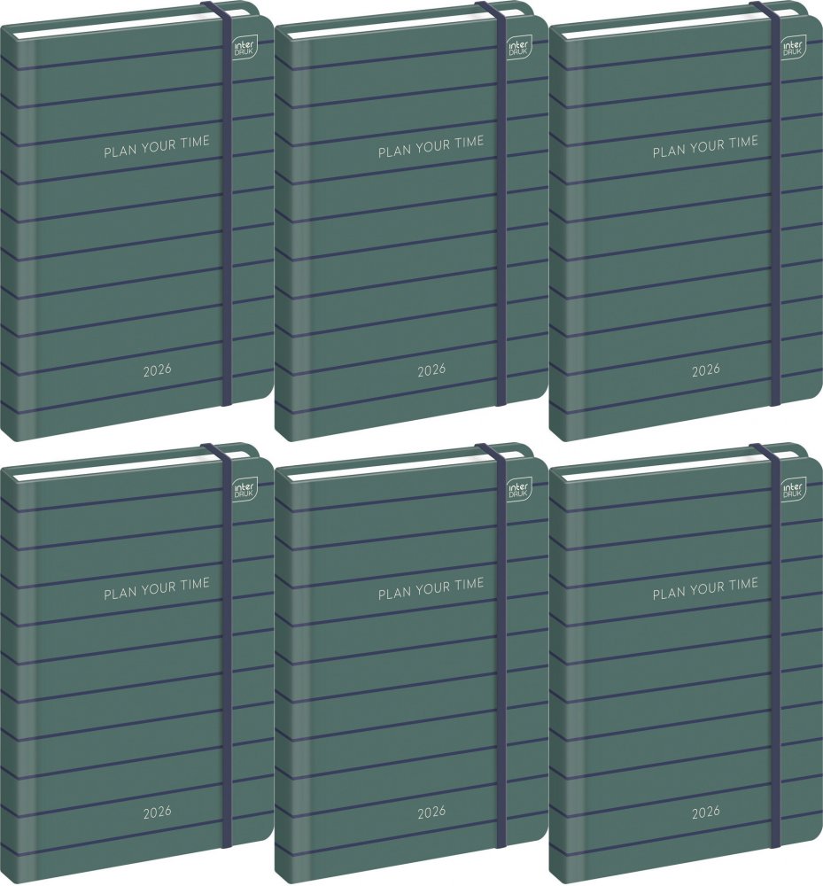 6x Kalendarz książkowy 2026, Interdruk, Mat+UV Navy, B6, tygodniowy