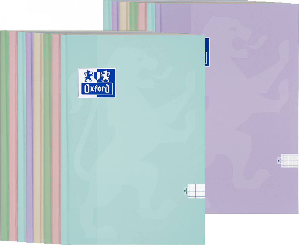 15x Brulion w kratkę Oxford Touch Pastel, A5, twarda oprawa, 96 kartek, mix kolorów pastelowych