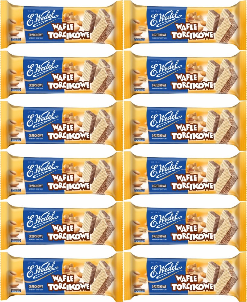 12x Wafelki torcikowe Wedel, orzechowy, 160g