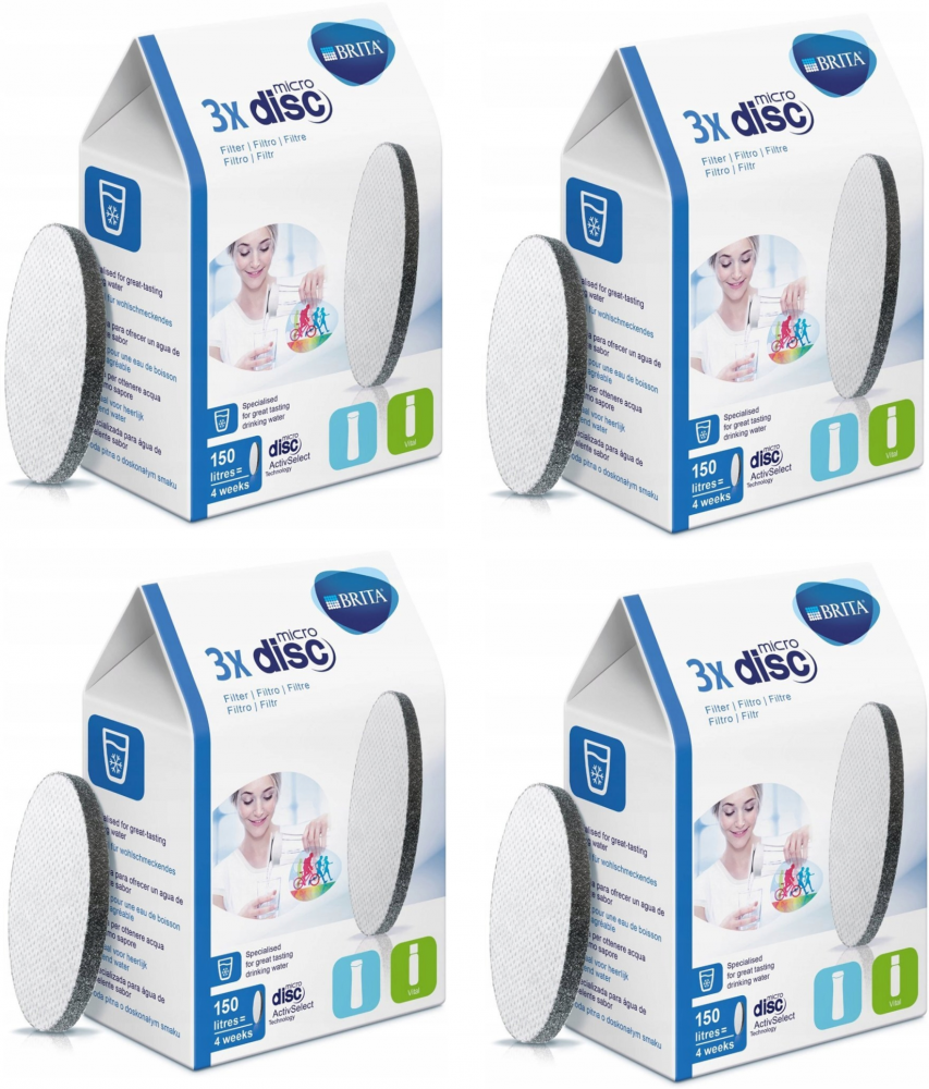 4x Dysk filtrujący Brita MicroDisc, do butelki filtrującej Fill&Go, 3 sztuki