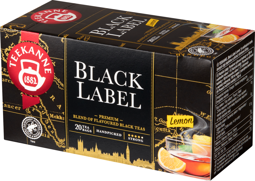 Herbata czarna aromatyzowana w torebkach Teekanne Black Label Lemon, 20 sztuk x 1.65g