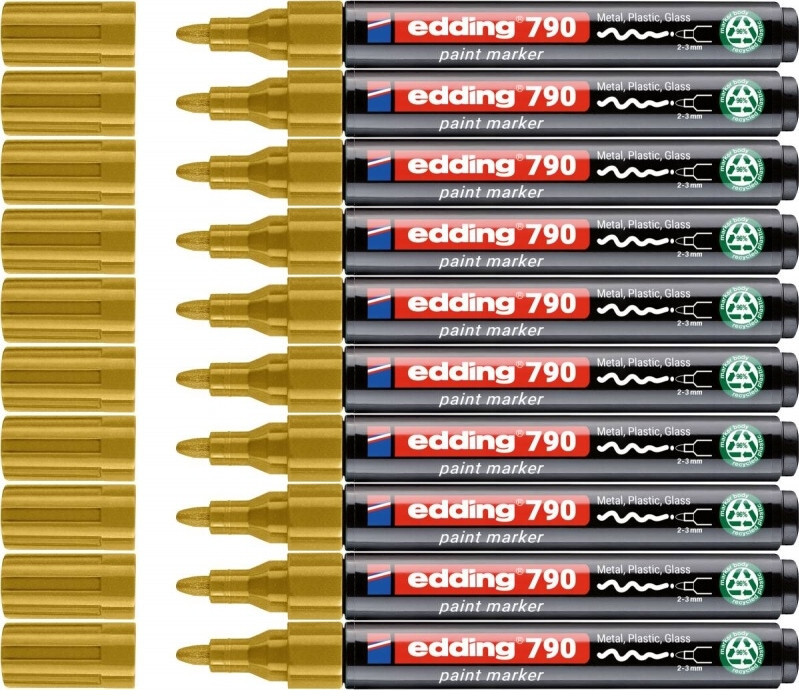 10x Marker olejowy edding e-790 PCR, okrągła, 2-3 mm, złoty