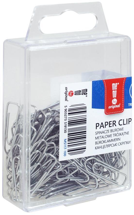 Spinacz MemoBe, trójkątny, w pudełku, 26mm, 100 sztuk, srebrny