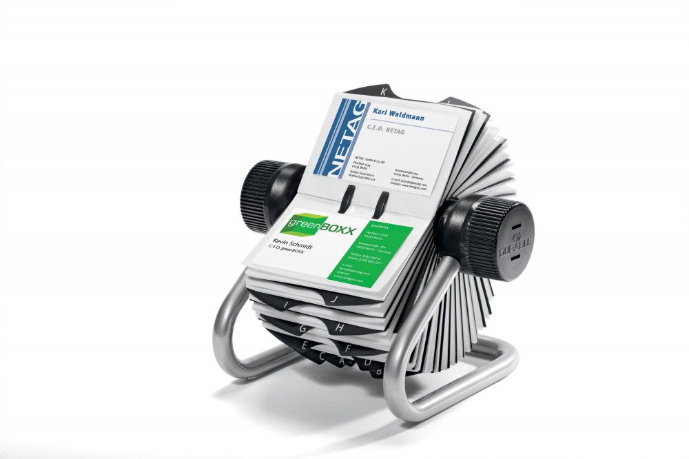 Wizytownik obrotowy Durable Visifix, na 400 wizytówek, srebrny