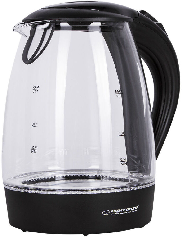 Czajnik elektryczny Esperanza Salto Angel, szklany, z podświetleniem, 1.7l, czarny