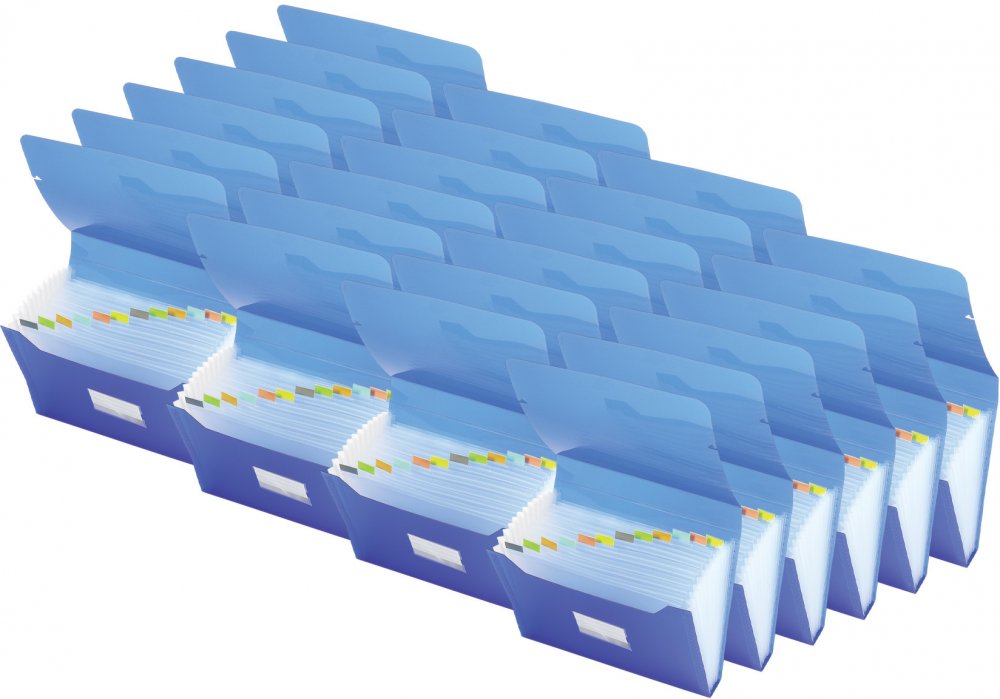 100x Teczka z przegródkami Viking, A4, 13 przekładek, niebieski