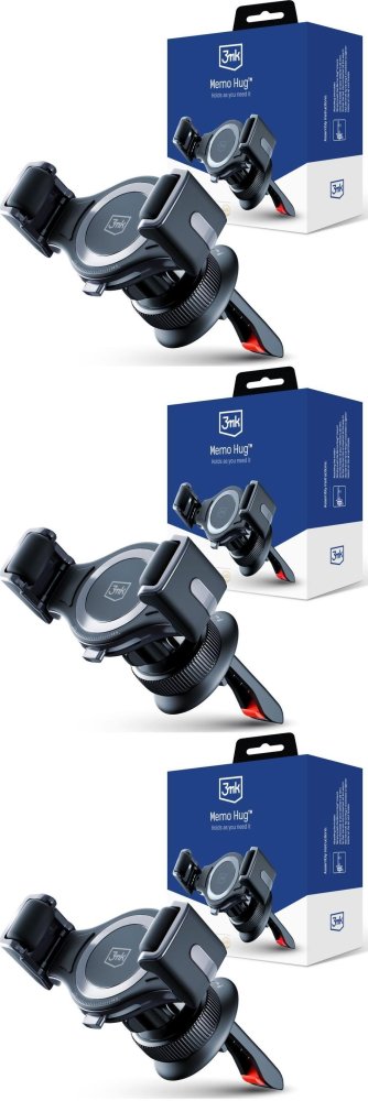 3x Uchwyt na telefon do samochodu 3mk Memo Hug, czarny
