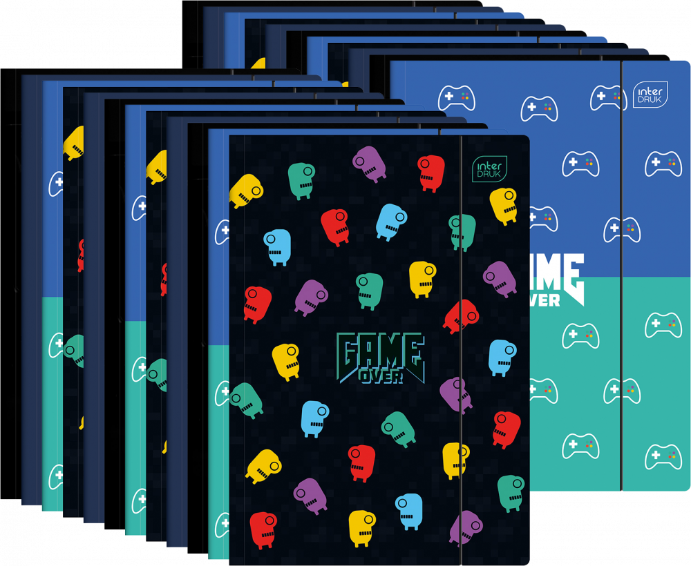 50x Teczka kartonowa z gumką Interdruk UV Boys, A4+, 350g, mix wzorów