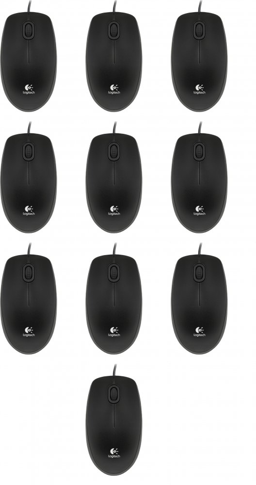 10x Mysz przewodowa Logitech B100, optyczna, czarny