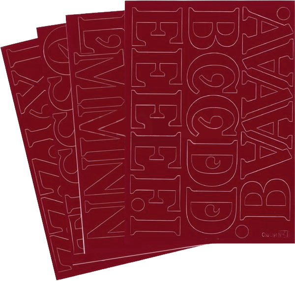 Litery samoprzylepne, 5 cm, A-Z na 4 ark., czerwony