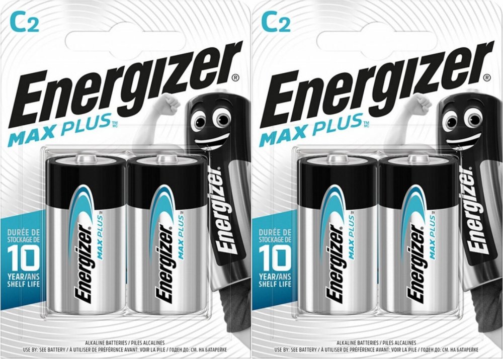 2x Bateria Energizer Max Plus, C, LR14, 1.5V, 2 sztuki