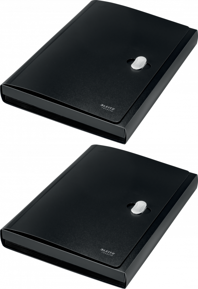 2x Teczka z przegródkami Leitz Recycle, A4, 5 przegródek, czarny