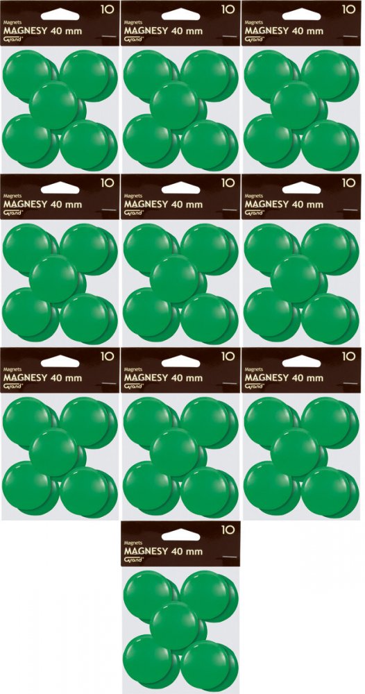10x Magnes Grand, 40mm, 10 sztuk, zielony