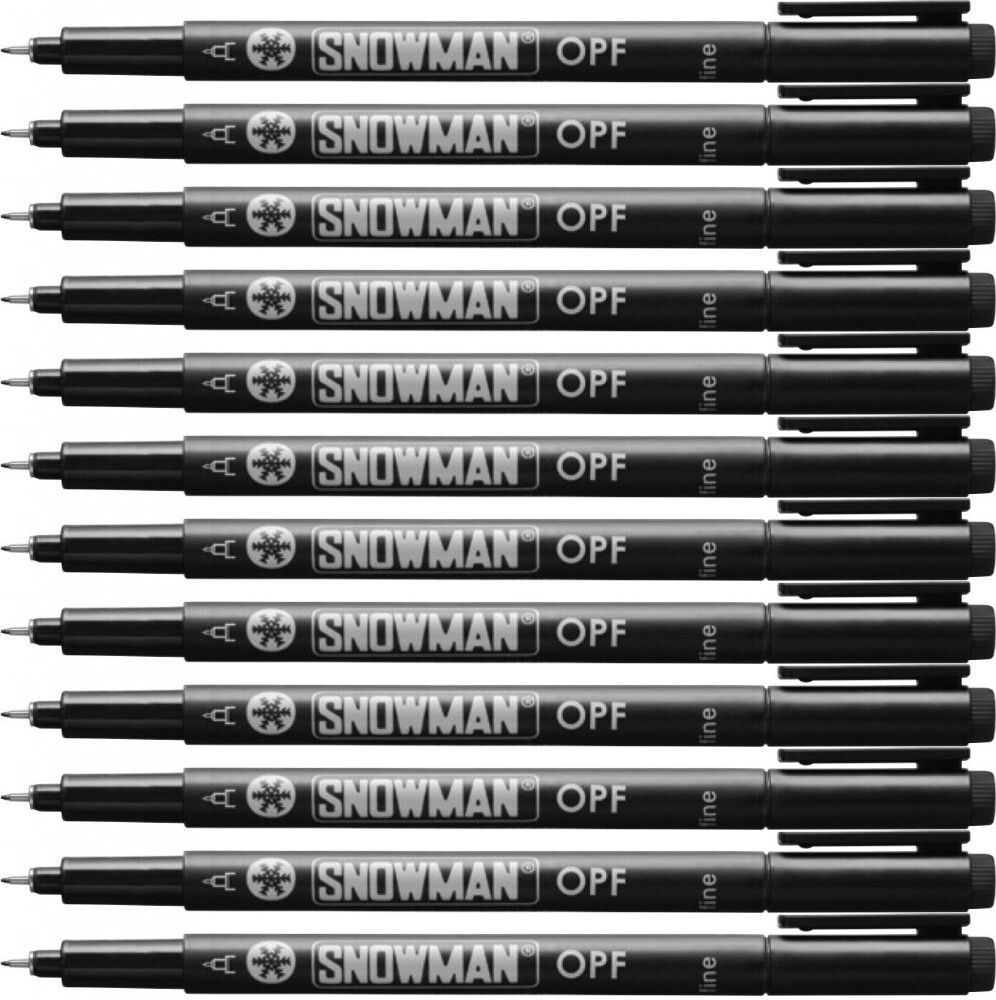 12x Foliopis permanentny Snowman OPF, cienki, 0.5mm, czarny