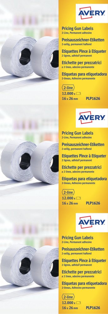 3x Etykiety cenowe Avery Zweckform, 16x26 mm, 1200 sztuk, 10 rolek, biały