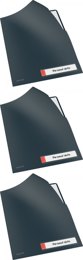 3x Folder z kieszonką na etykietę Leitz Cosy, A4, do 40 kartek, szary