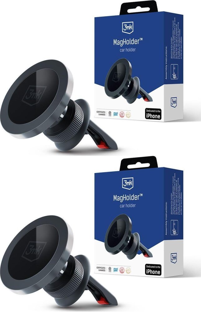2x Uchwyt na telefon do samochodu 3mk MagHolder, magnetyczny, czarny