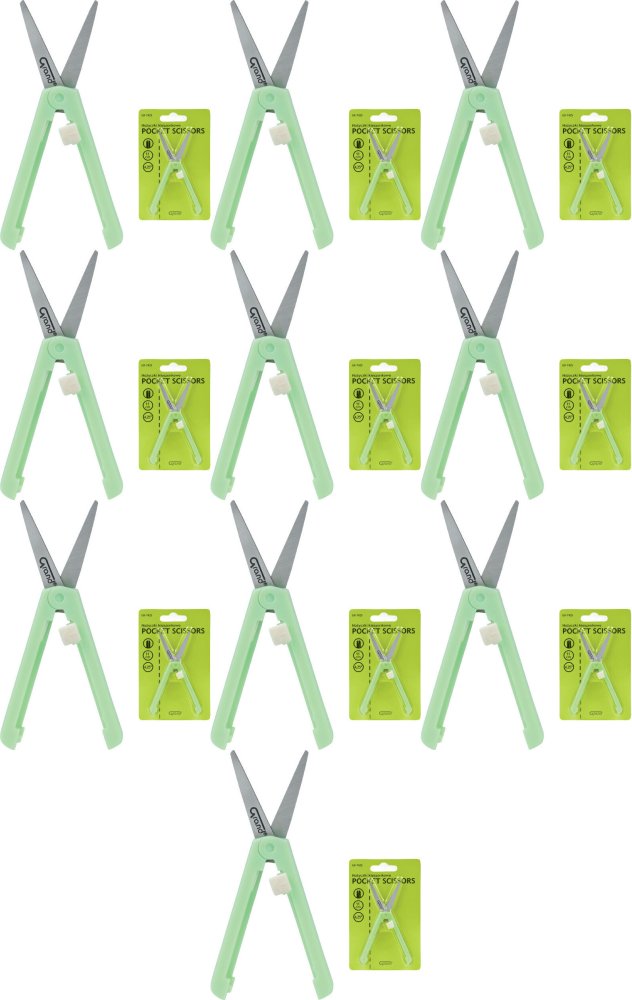 10x Nożyczki kieszonkowe Grand GR-7425, 11cm, zielony