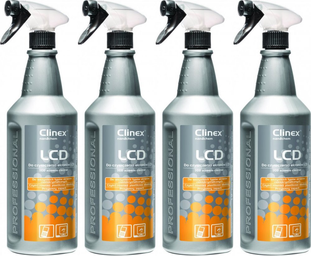 4x Spray do czyszczenia ekranów Clinex LCD, 1l