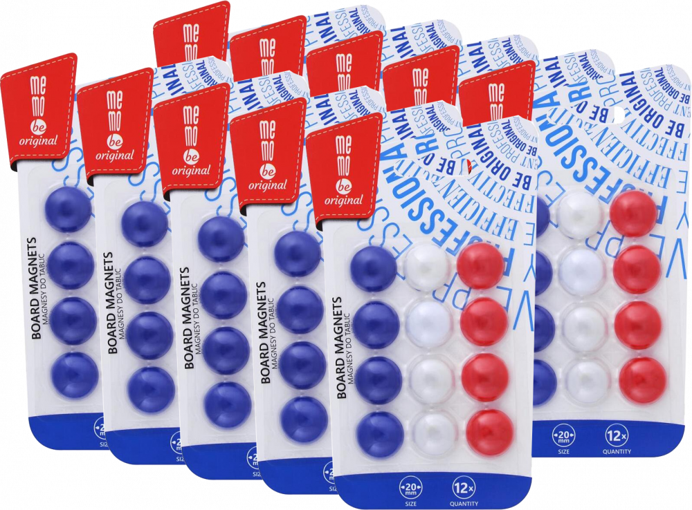 10x Magnesy MemoBe, 20mm, 12 sztuk, mix kolorów