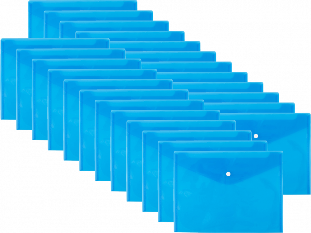 24x Teczka kopertowa D.Rect 5530, A4, na zatrzask, przezroczysty niebieski