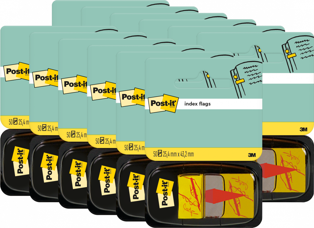 12x Zakładki samoprzylepne Post-it proste z nadrukiem "ręka+długopis"