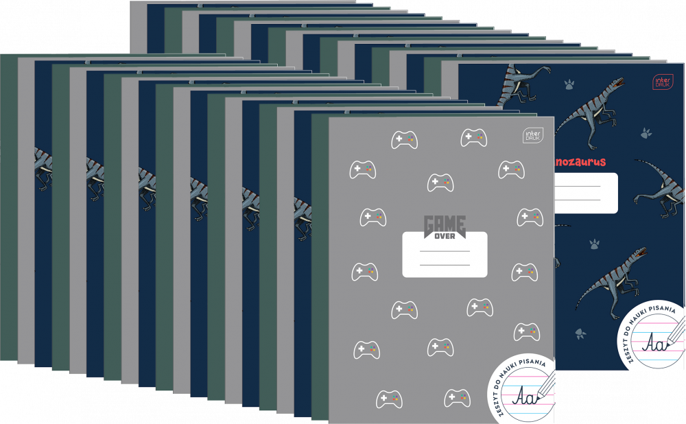 40x Zeszyt w wąskie kolorowe linie Interdruk UV Boys, A4, 32 kartki, mix wzorów