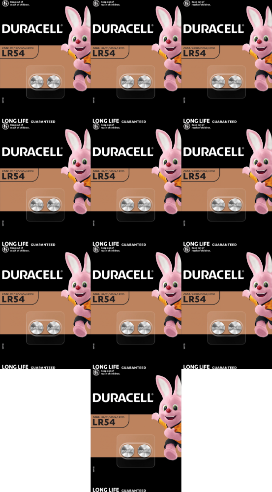 10x Bateria specjalistyczna Duracell LR54, L1131, AG10, LR1130 (23735), 2 sztuk