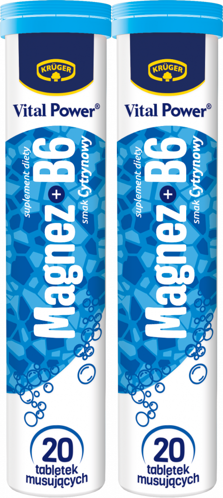 2x Tabletki musujące Vital Power, magnez+B6, 80g, 20 tabletek