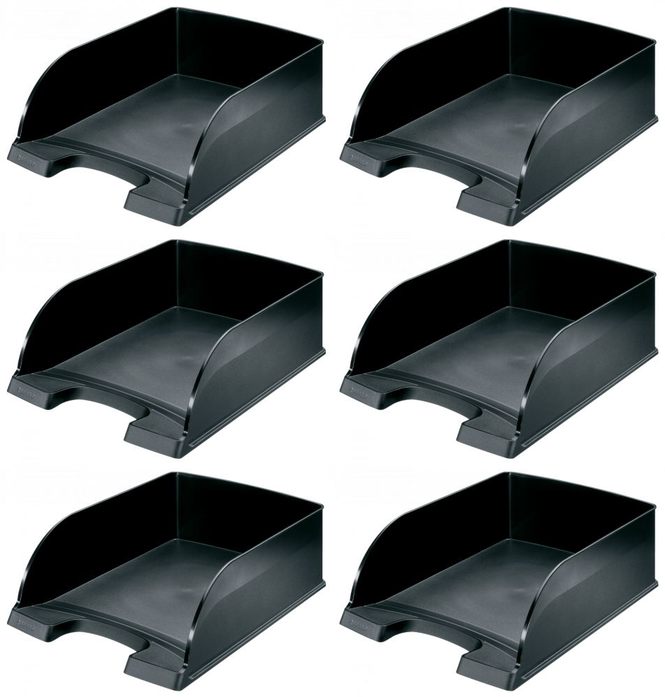 6x Półka na dokumenty Leitz Plus Jumbo, A4, plastikowa, czarny