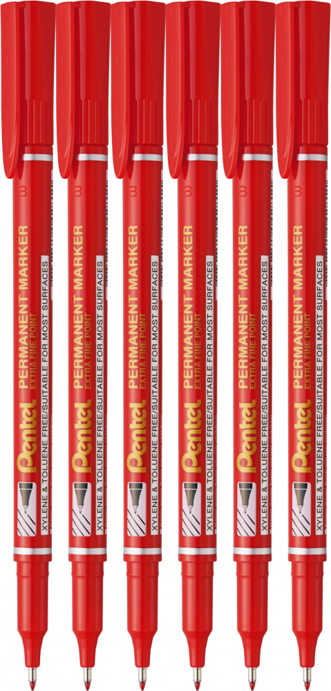 6x Foliopis Pentel NF450, okrągła, 1.6mm, czerwony