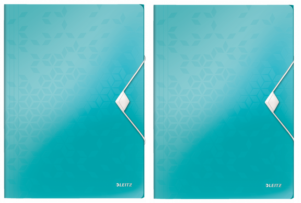2x Teczka plastikowa z gumką Leitz Wow, A4, 15mm, turkusowy