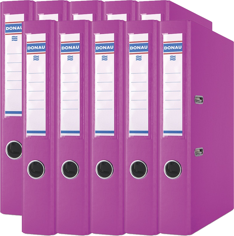10x Segregator A4 Donau Master, szerokość grzbietu 50mm, do 350 kartek, różowy
