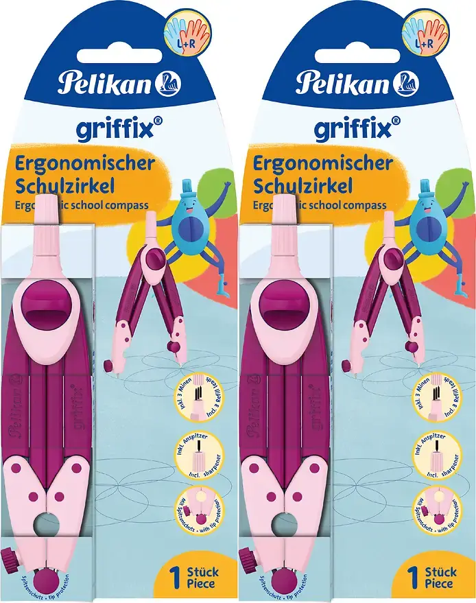 2x Cyrkiel Pelikan Griffix, 15cm, fioletowo-różowy