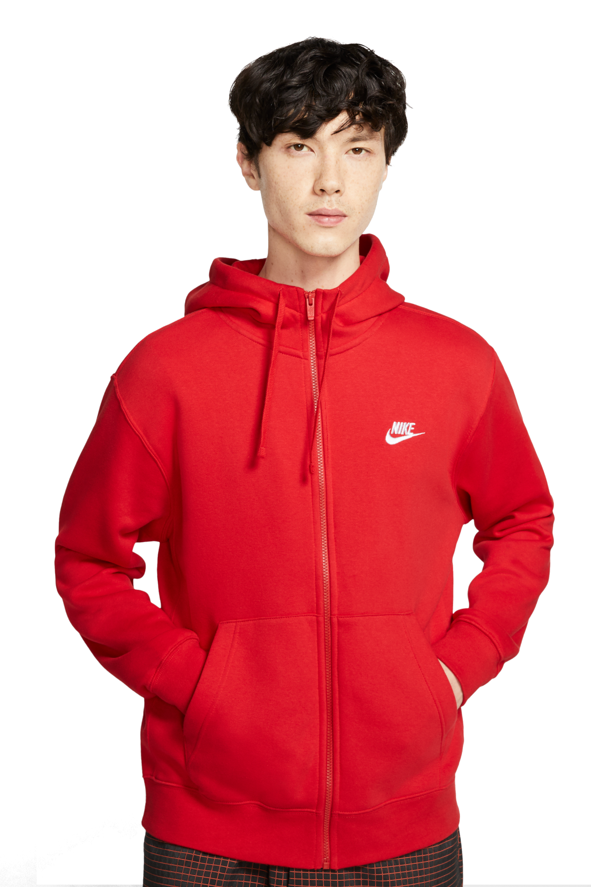 Bluza z kapturem Nike Sportswear Club Fleece FZ - Czerwony