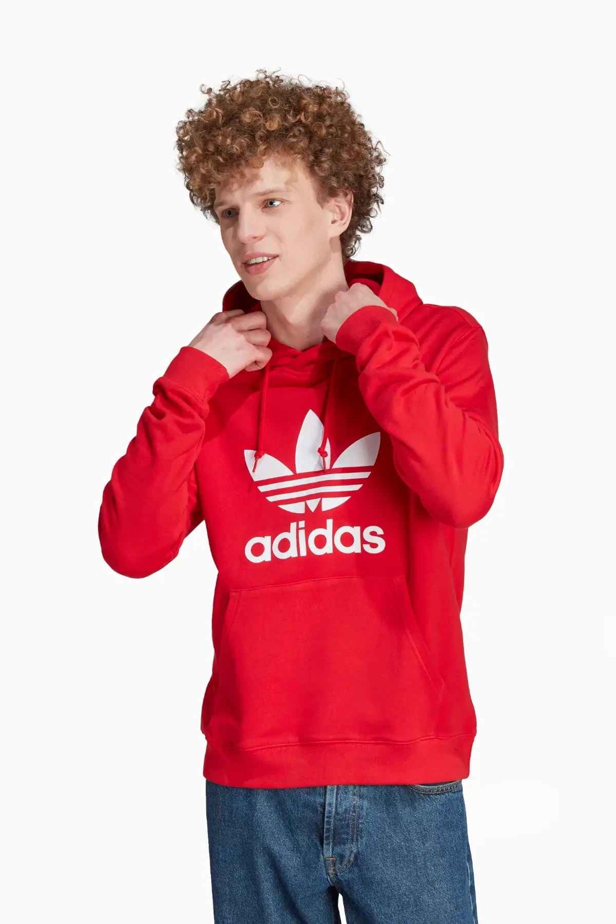 Bluza z kapturem adidas Adicolor Classics Trefoil - Czerwony