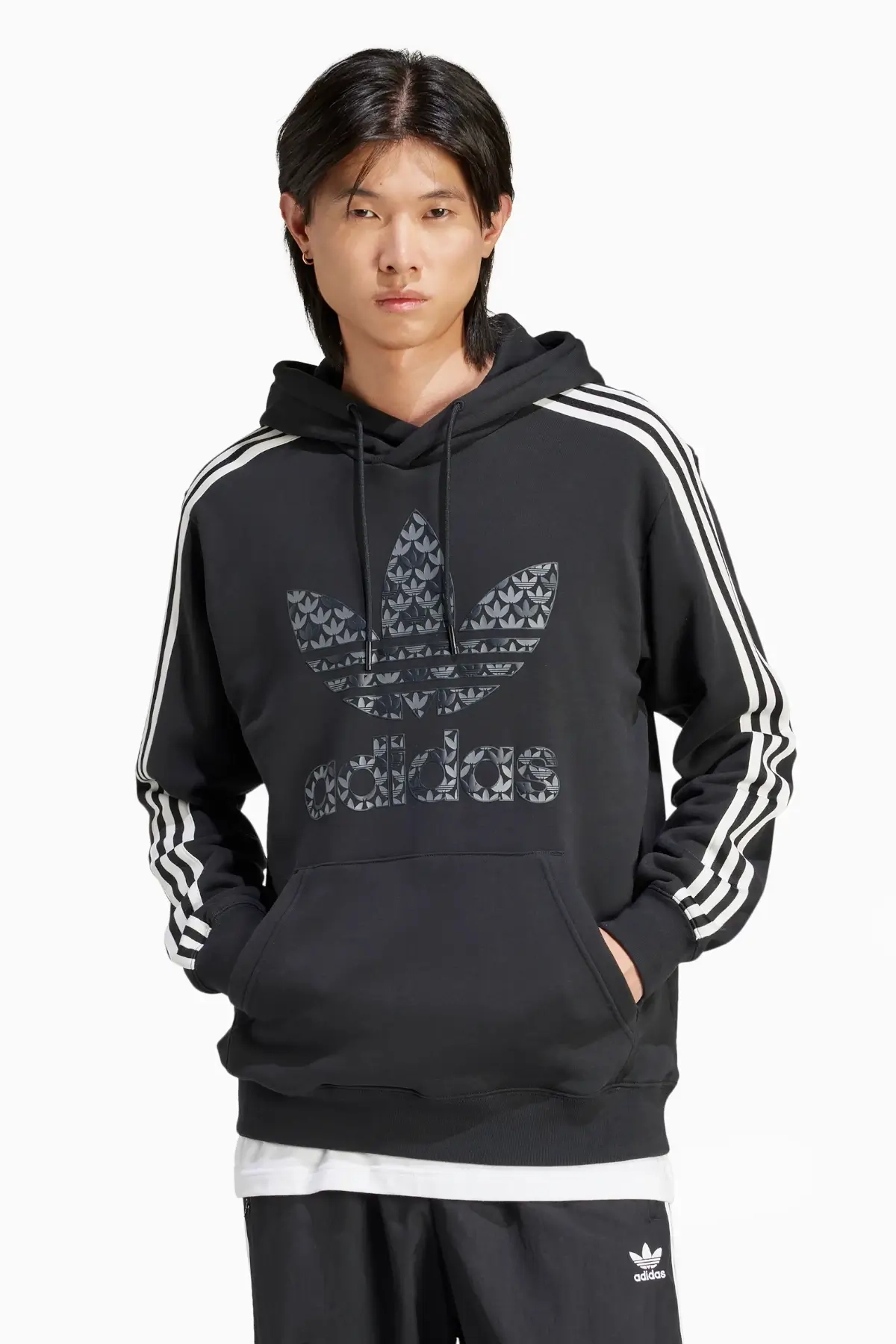 Bluza z kapturem adidas Classic Mono Graphic - Czarny