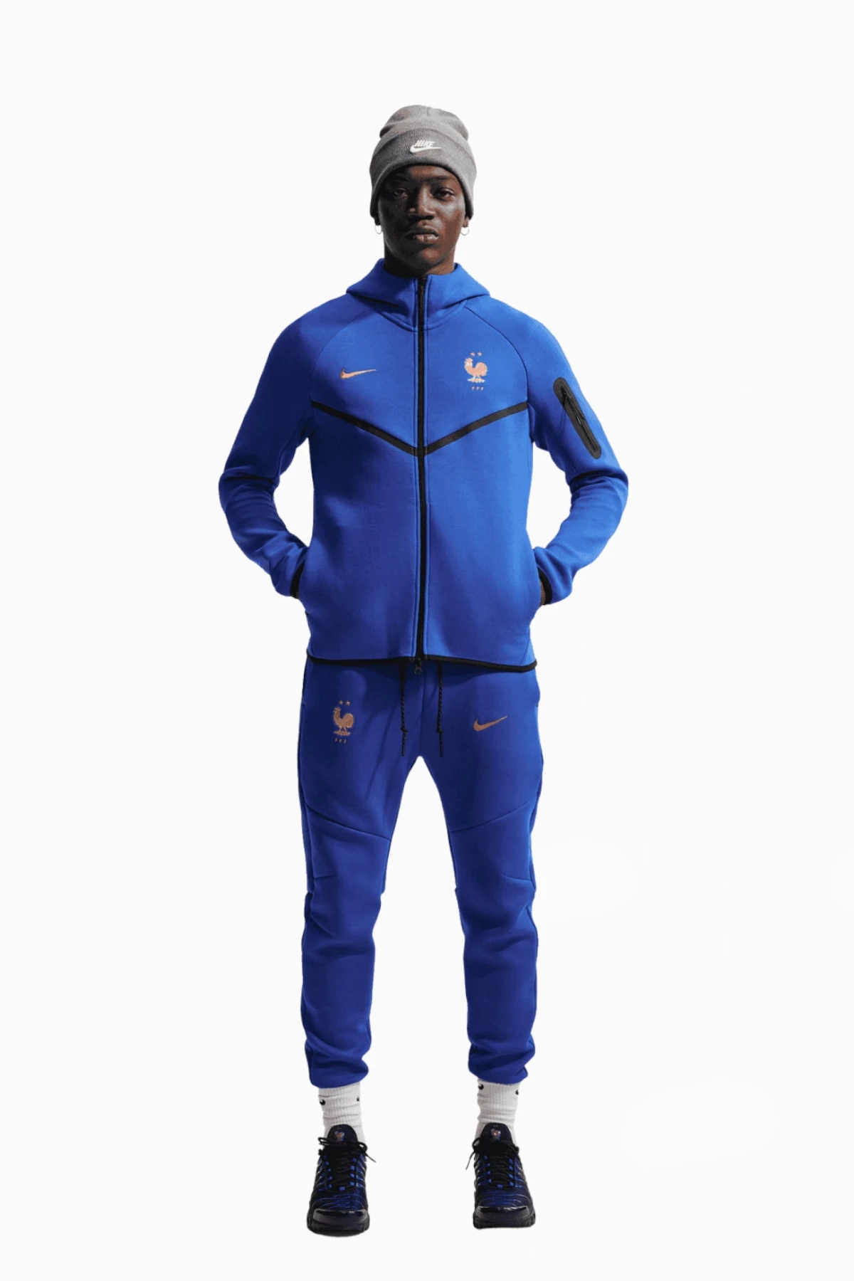 Bluza z kapturem Reprezentacji Francji Nike 2026 Tech Fleece Windrunner FZ - Niebieski