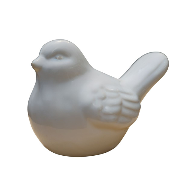 Figurka Ptaszek ceramiczny biały 12 x 9 cm