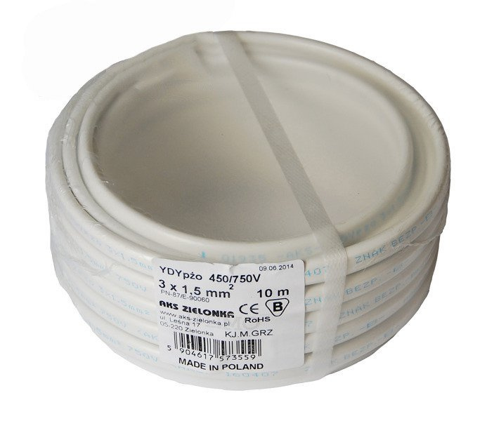 Przewód elektryczny AKS ZIELONKA YDYP 3x1,5 (10m)