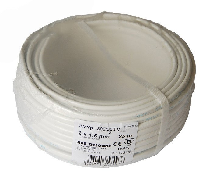 Przewód elektryczny AKS ZIELONKA OMY 2x1,5 (25m)