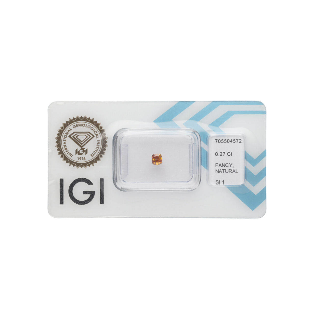 Diament naturalny 0,27 CT / Natural Fancy Intense Yellowish Orange / Cushion Modified Brilliant / SI1 / G - wysyłka 24 h! - Mennica Skarbowa