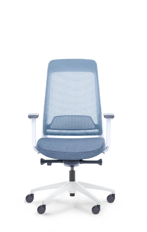 Fotel biurowy SHINE biały bez zagłówka, siatka/tkanina 2 kolory